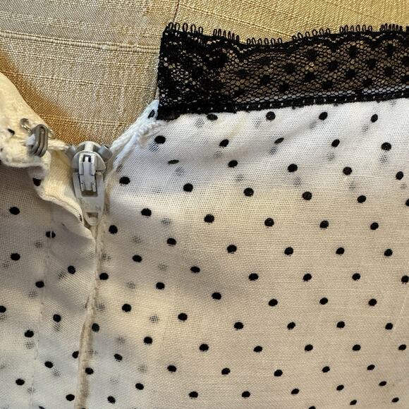 VTG Miss Elliette Dress 4 Polka Dot Black Lace Handkerchief White Goth Coquette - Picture 9 of 15